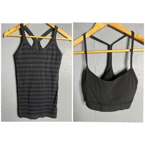 Lululemon Bundle of Ebb to Street tank and Flow Y Bra.
Size 4
